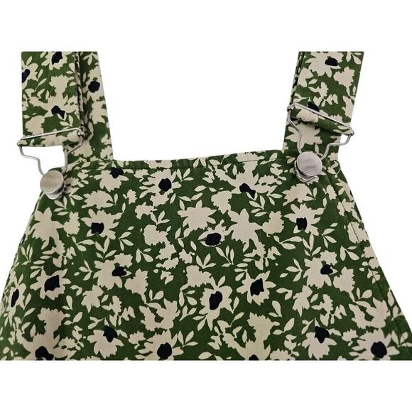 ZARA ~Woman Size S~ Green Floral Print Bib Jumpsuit Romper Cotton. - Picture 10 of 13